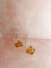 Load image into Gallery viewer, Pair of Amber Square Stem Glasses