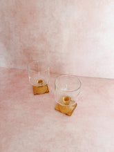 Load image into Gallery viewer, Pair of Amber Square Stem Glasses