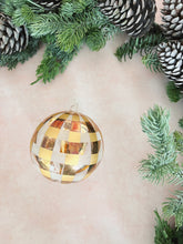Load image into Gallery viewer, Gold Plaid Glass Ornament