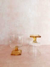 Load image into Gallery viewer, Pair of Amber Square Stem Glasses