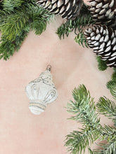 Load image into Gallery viewer, White Glass Ornament with Silver Detail