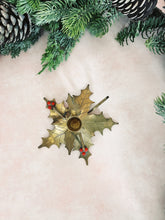 Load image into Gallery viewer, Brass Mistletoe Candle Holder