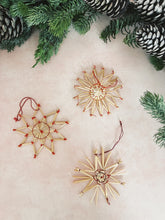 Load image into Gallery viewer, Set of 3 Scandinavian Straw Star Ornaments