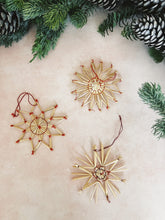 Load image into Gallery viewer, Set of 3 Scandinavian Straw Star Ornaments