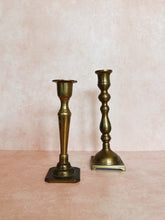 Load image into Gallery viewer, Mismatched Brass Candlestick Holders