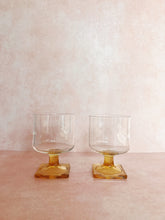 Load image into Gallery viewer, Pair of Amber Square Stem Glasses