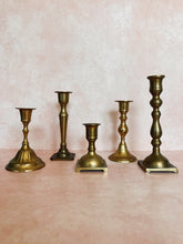 Load image into Gallery viewer, Mismatched Brass Candlestick Holders