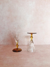 Load image into Gallery viewer, Vintage Yellow Stemmed Aperitif Glasses