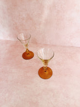 Load image into Gallery viewer, Vintage Yellow Stemmed Aperitif Glasses