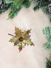Load image into Gallery viewer, Brass Mistletoe Candle Holder