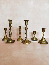 Load image into Gallery viewer, Mismatched Brass Candlestick Holders