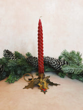 Load image into Gallery viewer, Brass Mistletoe Candle Holder