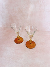 Load image into Gallery viewer, Vintage Yellow Stemmed Aperitif Glasses
