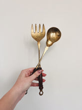 Load image into Gallery viewer, Brass and Wood Serving Utensils