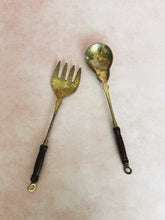 Load image into Gallery viewer, Brass and Wood Serving Utensils