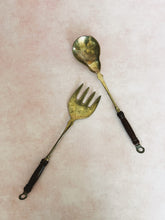 Load image into Gallery viewer, Brass and Wood Serving Utensils