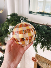 Load image into Gallery viewer, Gold Plaid Glass Ornament
