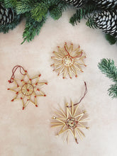 Load image into Gallery viewer, Set of 3 Scandinavian Straw Star Ornaments
