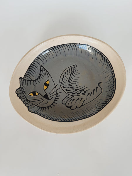 Large Gray Cat Serving Bowl