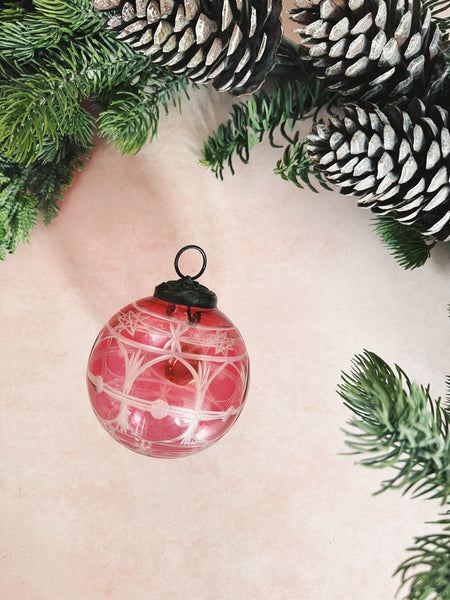 Etched Pink Ornament