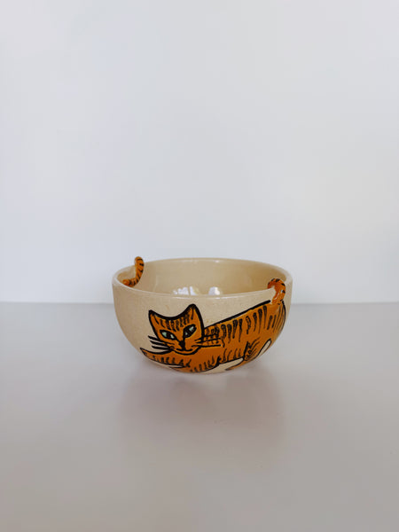 Vintage Swedish Orange Cat Bowl