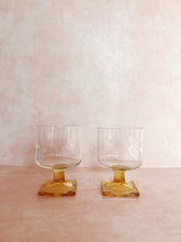 Load image into Gallery viewer, Pair of Amber Square Stem Glasses
