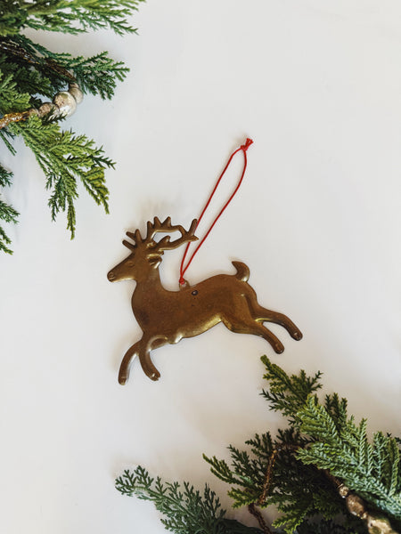 Brass Reindeer Ornament