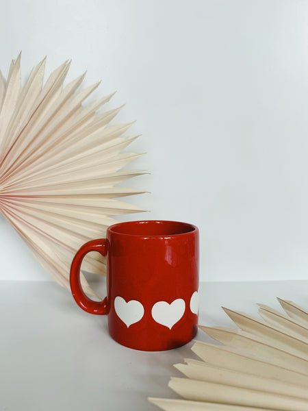Vintage Red and White Heart Mug
