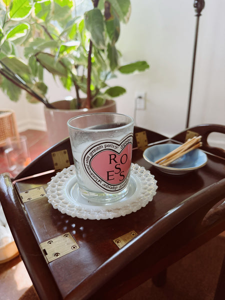 Milk Glass Floral and Gold Dish