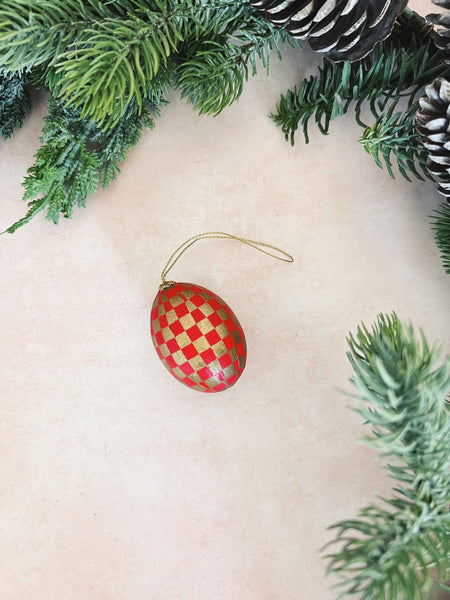 Checkered Egg Ornament