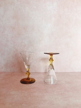 Load image into Gallery viewer, Vintage Yellow Stemmed Aperitif Glasses

