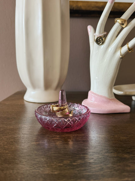 Pink Fenton Glass Ring Holder