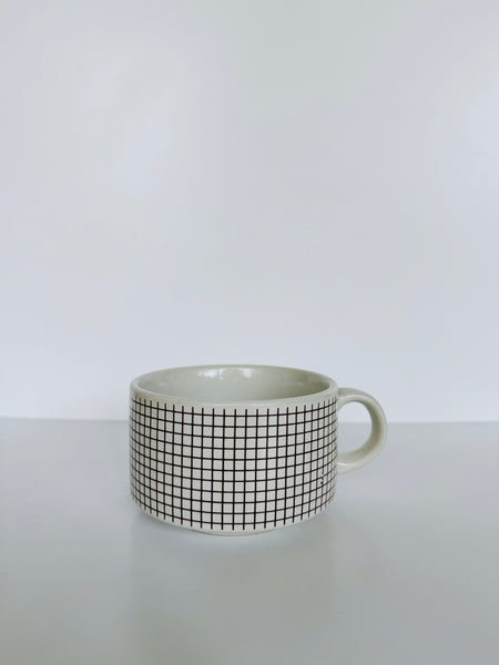 Chocolate Brown Grid Mug