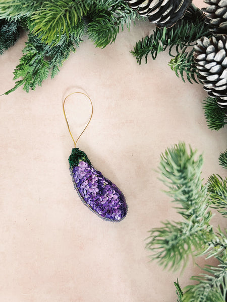 Sequin Eggplant Ornament