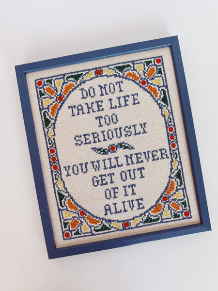 Humorous Framed Cross Stitch