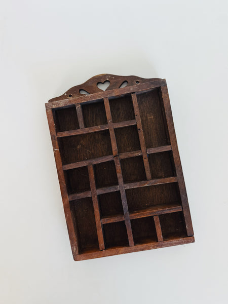 Vintage Wood Heart Trinket Shelf