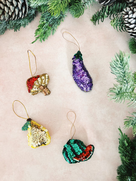 Sequin Eggplant Ornament