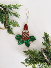 Load image into Gallery viewer, Beaded and Sequin Holiday Candle Ornament
