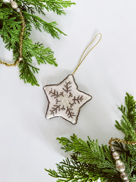 White Beaded Star Ornament