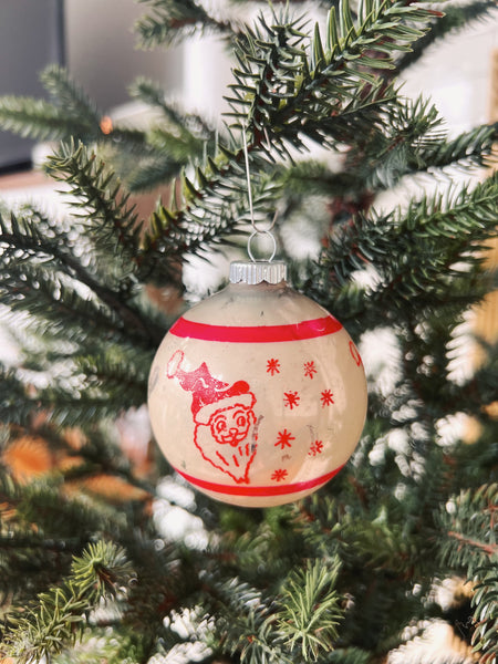 Retro Santa Glass Ball Ornament