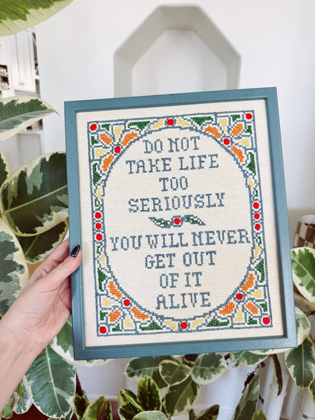 Humorous Framed Cross Stitch