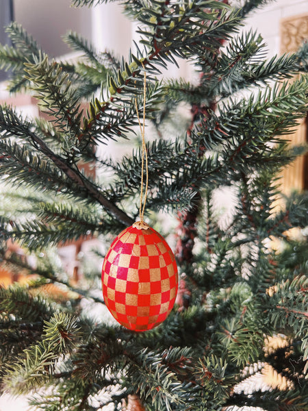 Checkered Egg Ornament