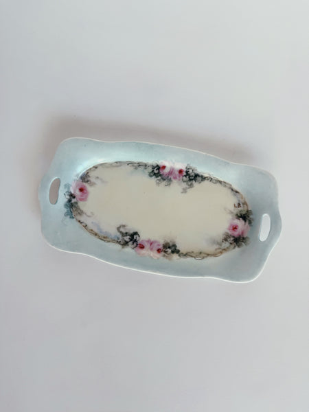 Antique Floral Porcelain Tray