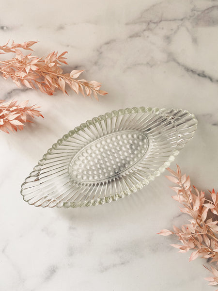 Glass Ribbed Oval Dish