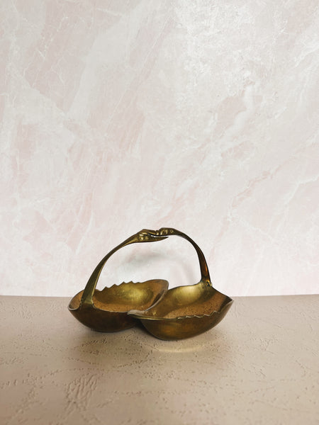 Brass Double Swan Dish