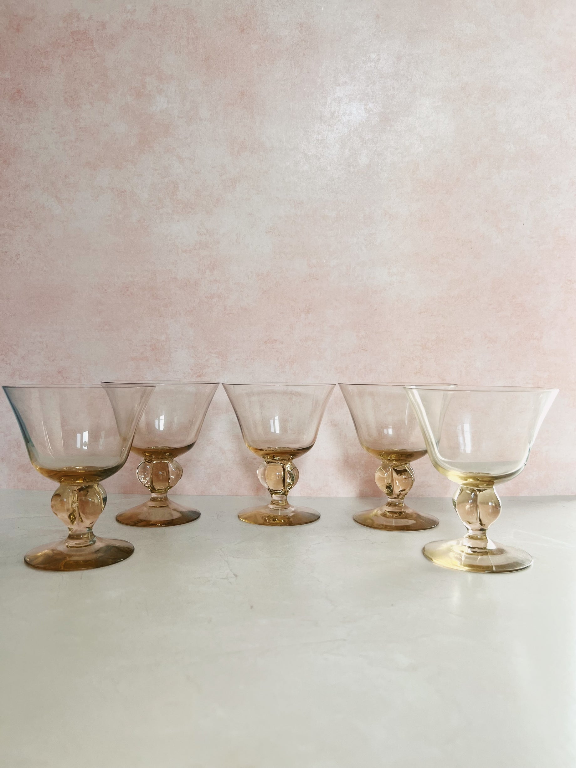 Set of 5 Knobby Stem Cocktail Glasses