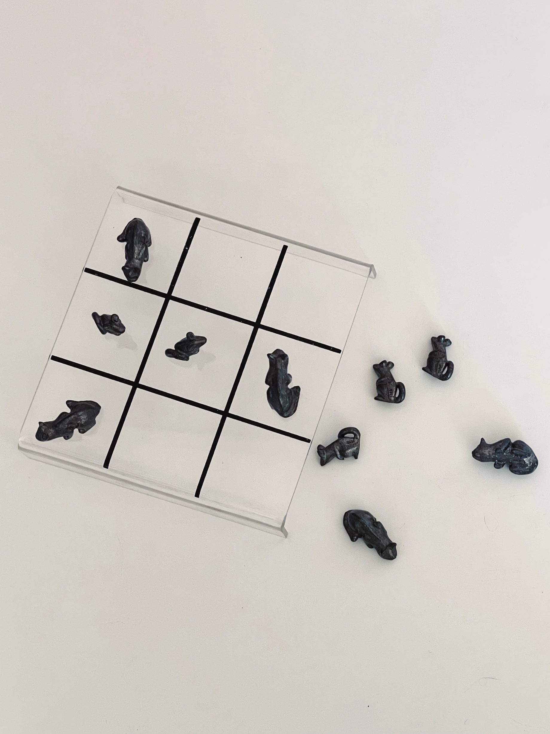 Cat and Mouse Tic Tac Toe Game - Pewter