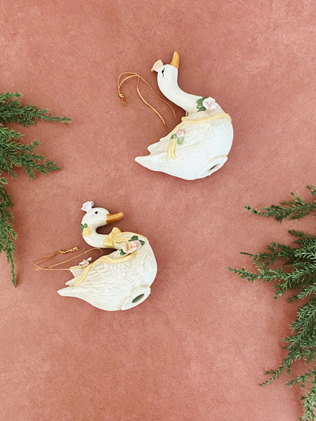 Pair of Swan Ornaments