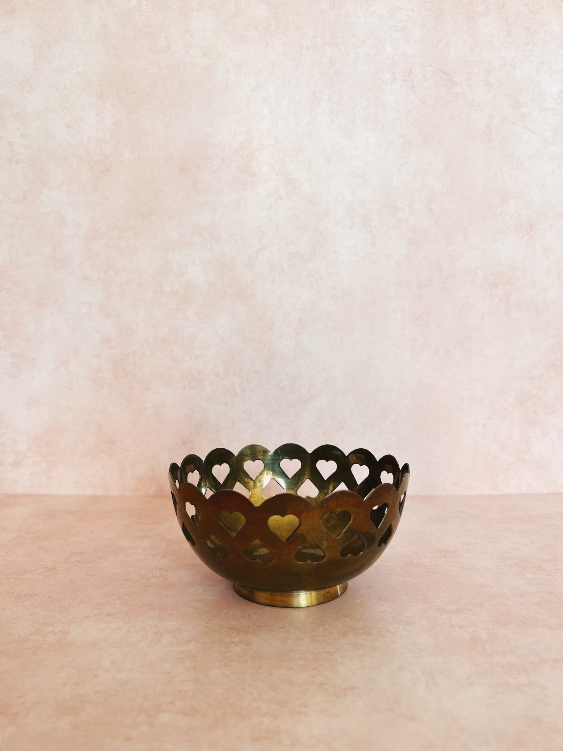 Brass Bowl with Heart Cutouts
