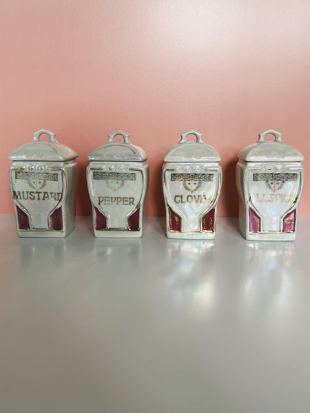 Set of 4 Iridescent Spice Jars